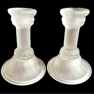 Frosted Glass Candle Holders